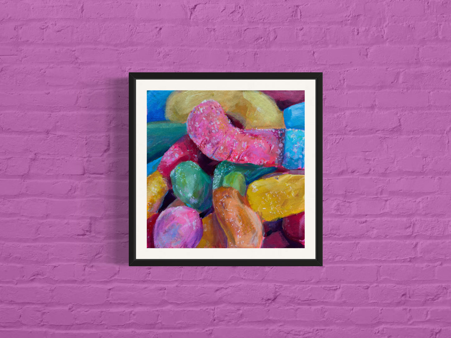 Sour Gummy Worms, Art Print, Square Print