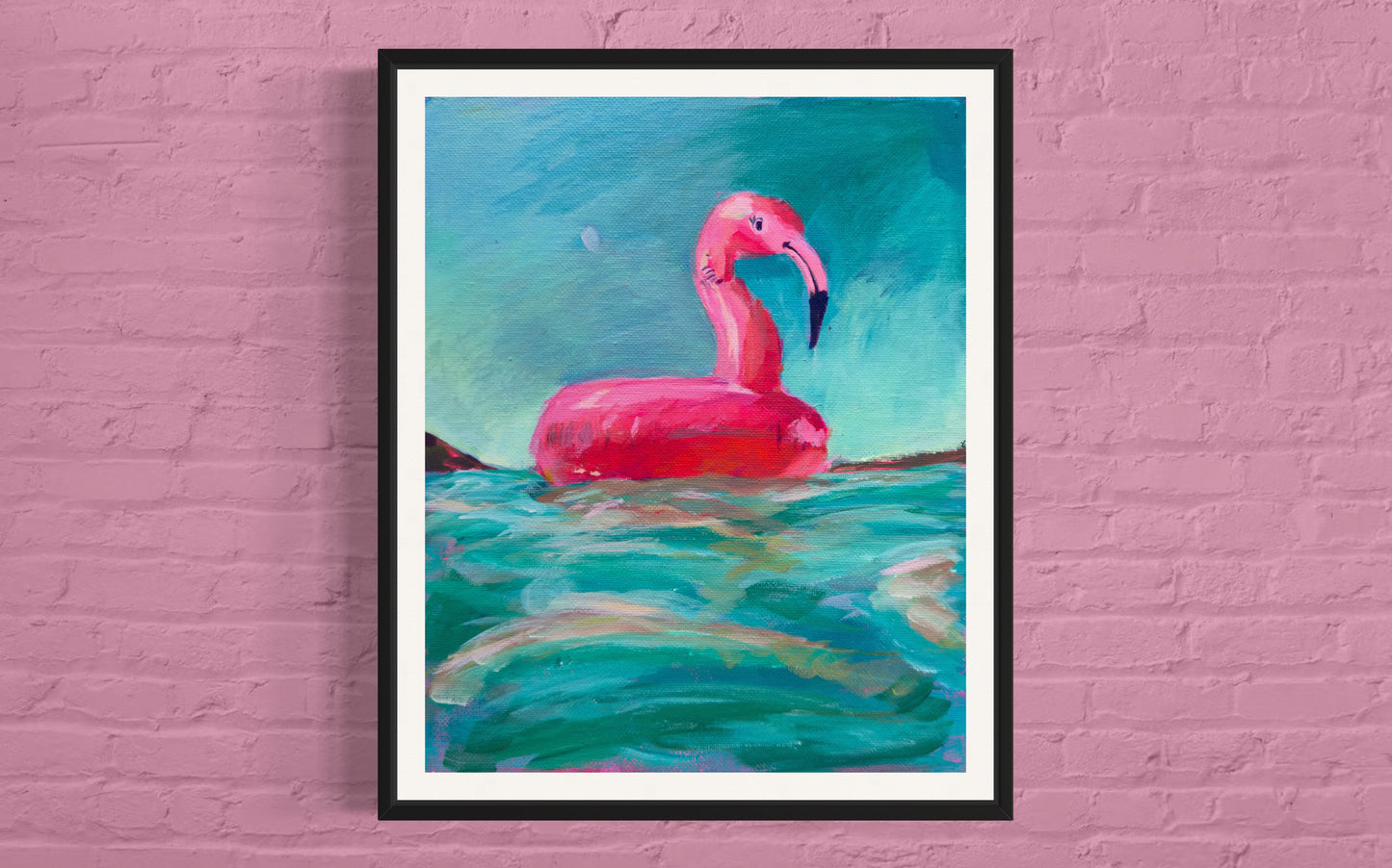 Flamingo Floaty, 8x10 Art Print