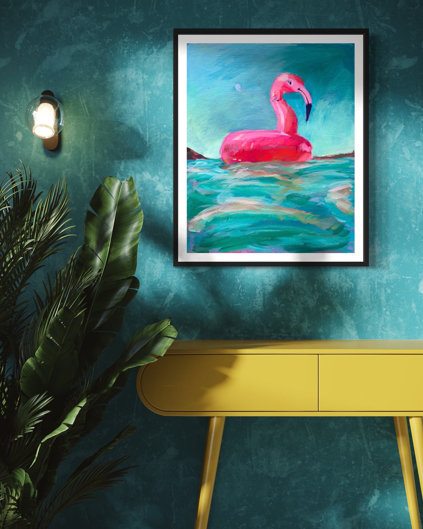 Flamingo Floaty, 8x10 Art Print