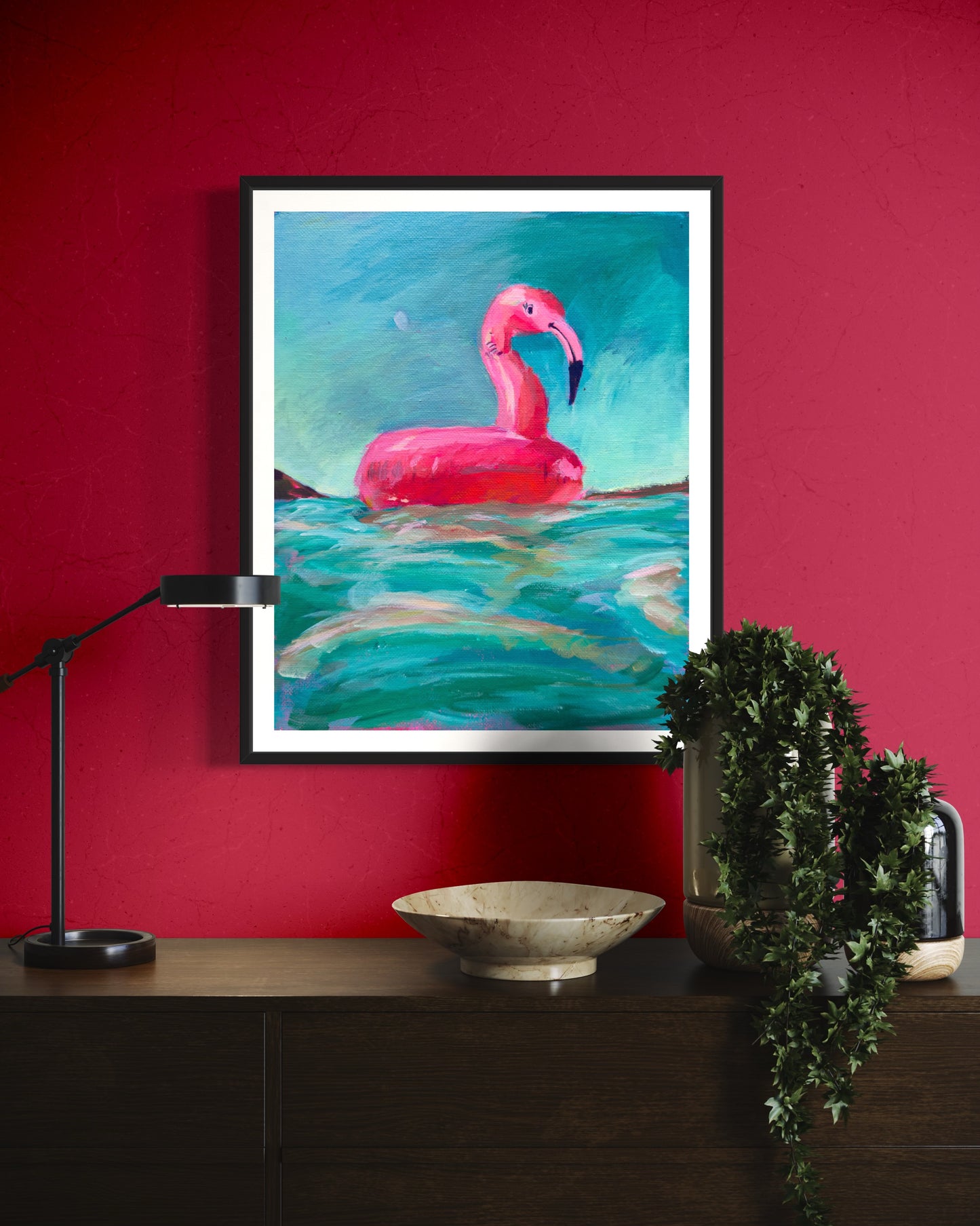 Flamingo Floaty, 8x10 Art Print