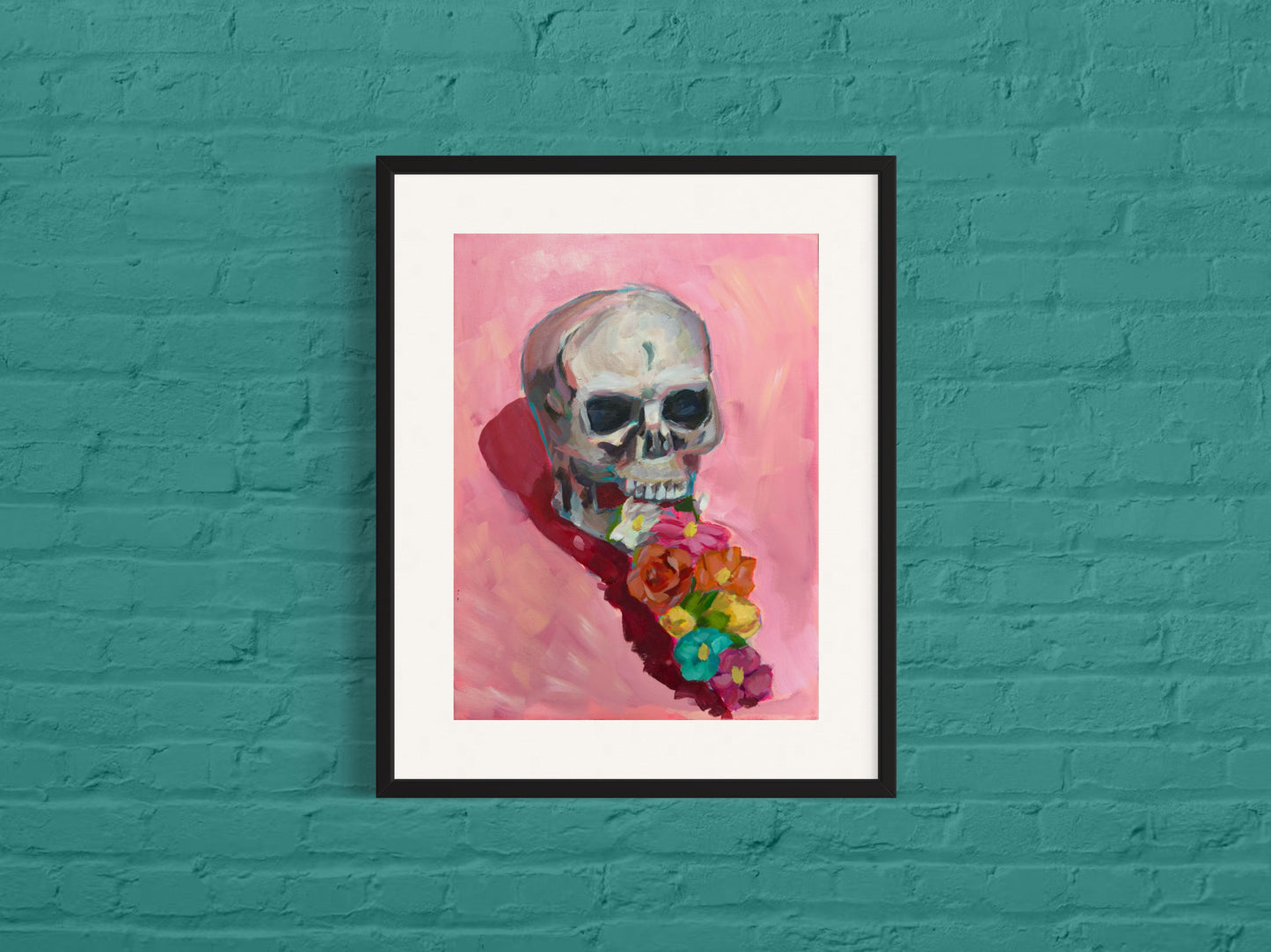 Skull and Flowers, 8x10 Art Print