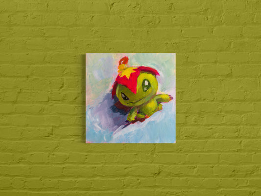 Palmon Plush Original Painting on Canvas Panel, 6 inch square