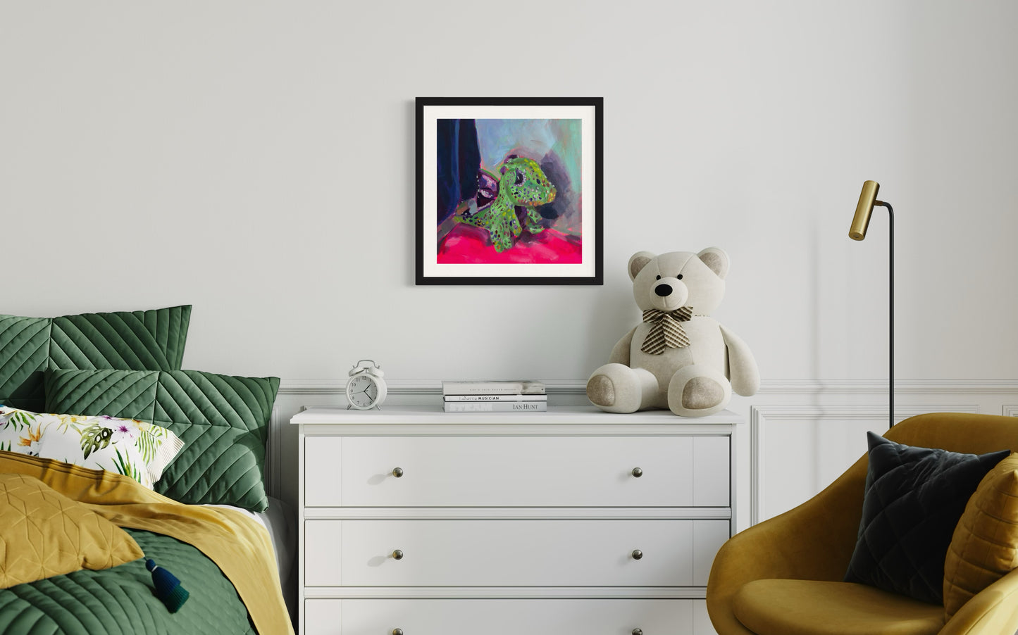 Dragon Plushie, Embellished Art Print, Square Print