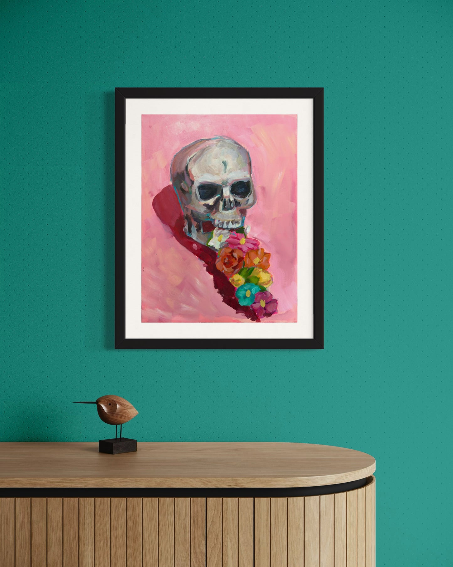 Skull and Flowers, 8x10 Art Print