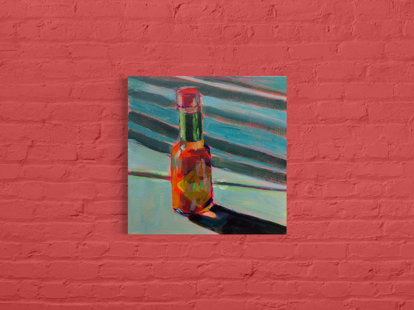 Hot Sauce Original Painting on Canvas, 8 inch square