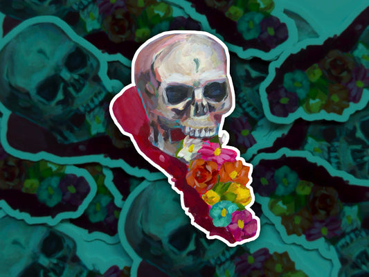 Skull and Flowers, 3 inch Vinyl Sticker