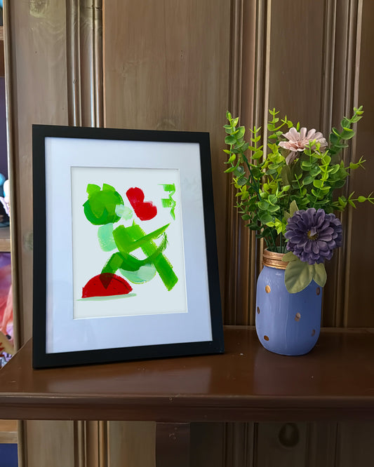 Yoshi, Deconstructed Character, Framed Abstract Original, 8x5x11